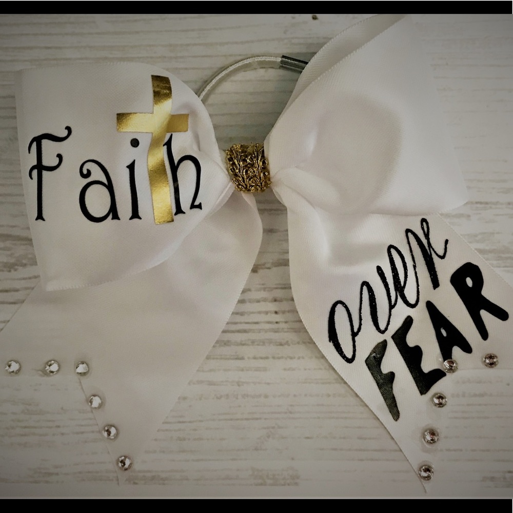Cheer Bow - Custom made “Faith Over Fear”